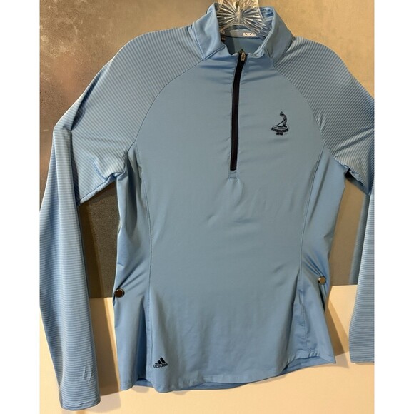 Adidas Pinehurst 1895 "Putter Boy" Embroidered 1/4 Zip STRETCH S Blue Golf Shirt - Picture 3 of 16